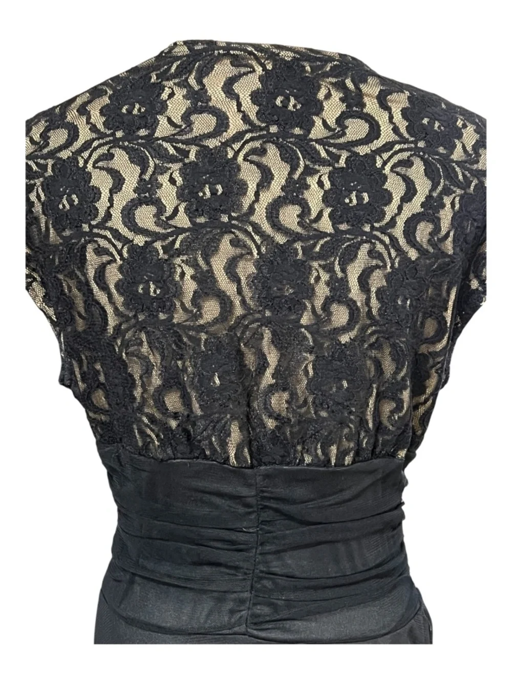 EUC Vintage Coldwater Creek Black Lace Fit & Flare Midi Dress | Size 10P